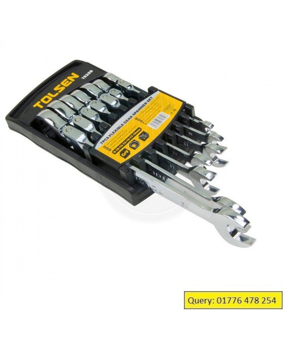 TOLSEN 7Pcs Flexible Gear Head Combination Ratchet Spanner Set