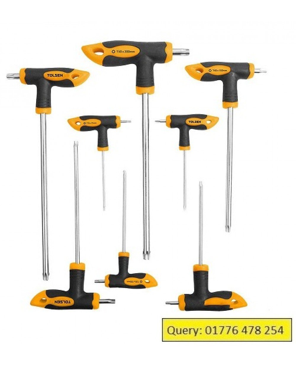 TOLSEN Torx T-Handle Star Allen Hex Key Screwdriver Set 8pcs